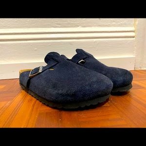 Blue Suede Boston Soft Footbed Birkenstock
